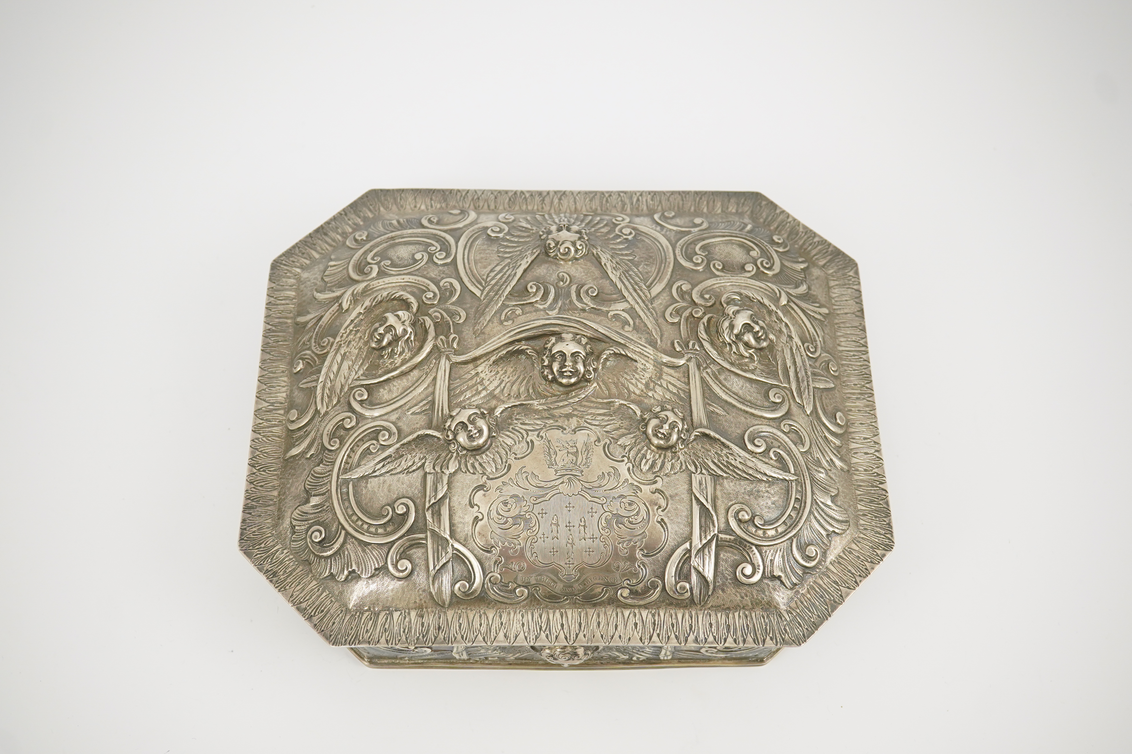 A 17th century style Continental silver casket